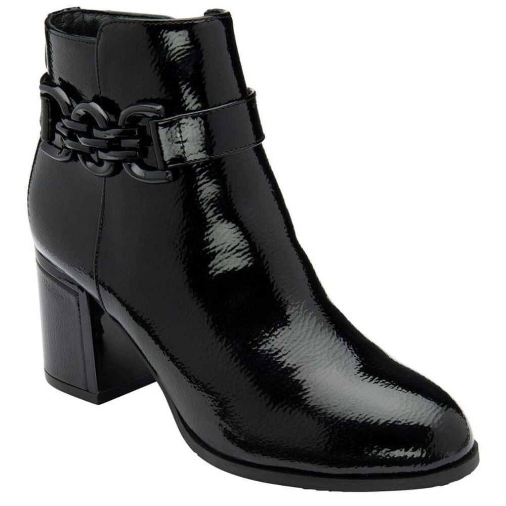 Lotus Shoes Womens/Ladies Amarin Leather Ankle Boots / Black Patent